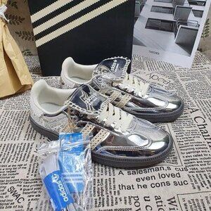 💎Wales Bonner x Adidas Silver Sambas Shoes Sneakers